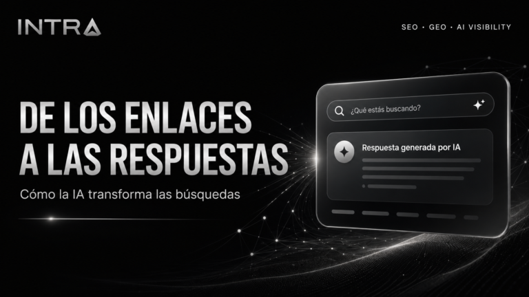 Portada del blog de INTRA sobre cómo la inteligencia artificial transforma las búsquedas, el SEO, el GEO y la visibilidad digital.